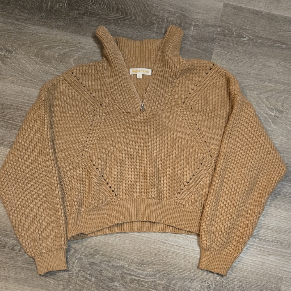 Cozy Tan Cowl Neck Sweater